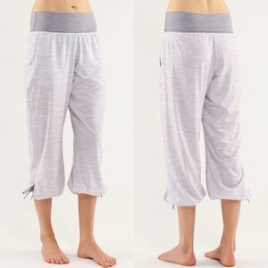Lululemon Om Pant Sz 6 In Commuter Denim White / Fossil / Heathered Fossil